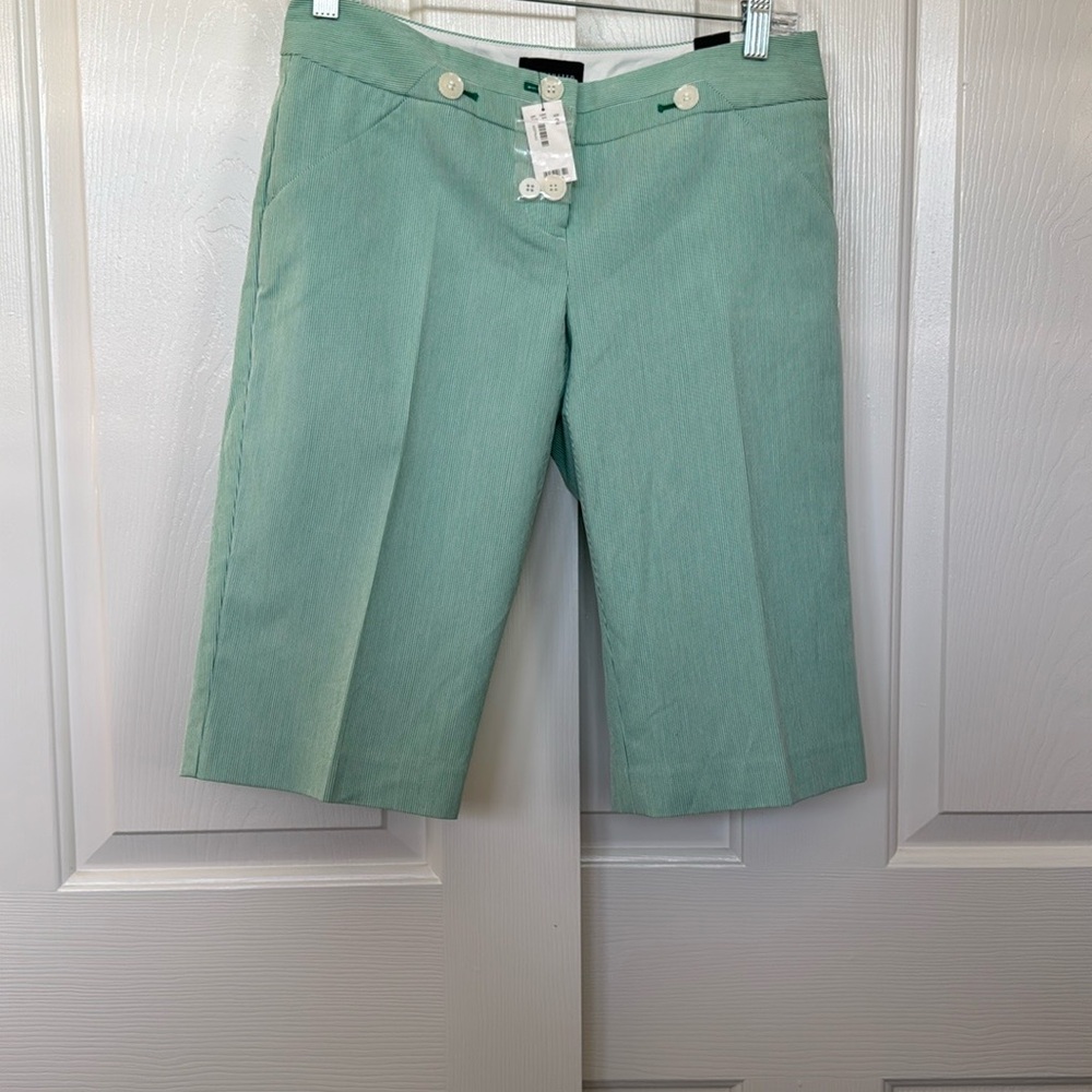 NWT The Limited Green Bermuda Shorts Tailored Cotton Blend